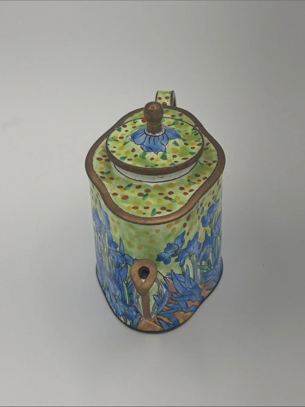 Kelvin Chen Mini Enamel Hand-Painted Teapot Van Gogh Irises “Vincent” - #5012
